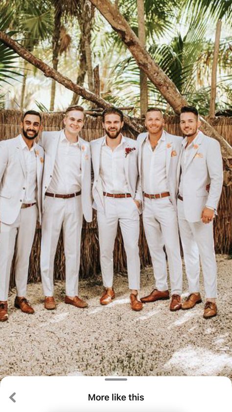 Linen Pants Outfit Men Beach Weddings, Light Beige Suit Men Wedding, Men’s Linen Wedding Suit, Tan Suit No Tie Wedding, Beach Wedding Guest Outfits For Men, Outdoor Groomsmen Attire, Groomsmen Outfits Beach Wedding, Groomsmen Summer Attire, Hawaii Groomsmen Attire