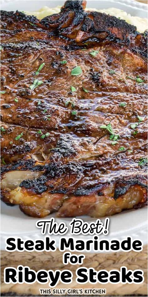 Steak On The Grill Marinade, Marinated Ribeye Steak Recipes, Best Grilled Ribeye Steak, Grilled Ribeye Steak Marinade, Rib Eye Steak Recipes Grilled Marinade, Perfect Steak Grill, Simple Steak Marinade Recipes, Rib Eye Marinade, Best Steak Marinade For Grilling