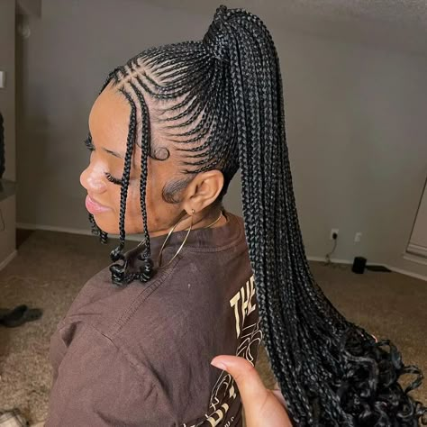 Long Scalp Braids Ponytail Style Straight Up Hairstyles, Cute Ponytail Hairstyles, Twisted Hair, Feed In Braids Hairstyles, Protective Hairstyles For Natural Hair, Goddess Braids Hairstyles, Feed In Braids, Girl Braided Hairstyles, Braided Cornrow Hairstyles