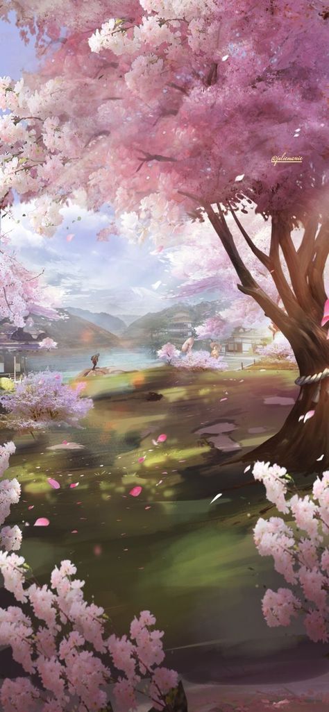 Download Cherry Blossom Digital Backgrounds, 6 Sakura Clipart Sakura Flower Wallpaper Anime Art, Pretty Phone Backgrounds, Japanese Wallpaper Iphone, Cherry Blossom Wallpaper, Dreamy Artwork, View Wallpaper, Blossoms Art, Spring Wallpaper, Fantasy Art Landscapes