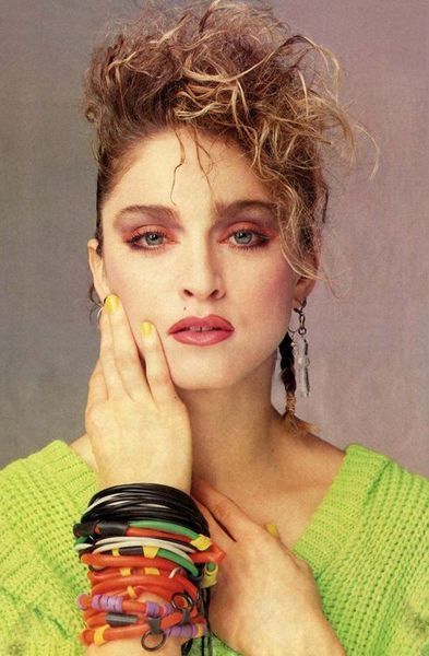 Madonna, 1984 80s Eye Makeup, 80s Hair And Makeup, 80s Madonna, 1980s Makeup, Tracey Ullman, Madonna 80s, 80s Makeup, 80s Look, 80s Hair