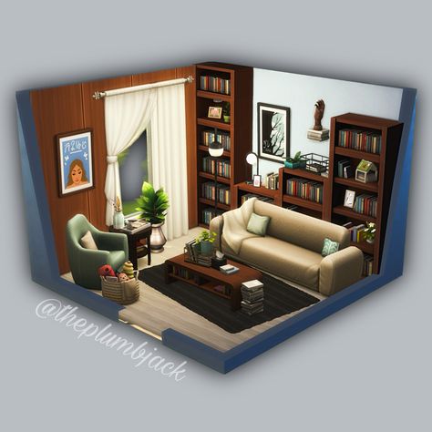 Sims 4 Library Ideas, Sims 4 Library, Sims 4 Living Room Ideas, Wattpad Prompts, Sims Layout, Sims Interior, Sims4 Builds, Sims Rooms, Sims Builds