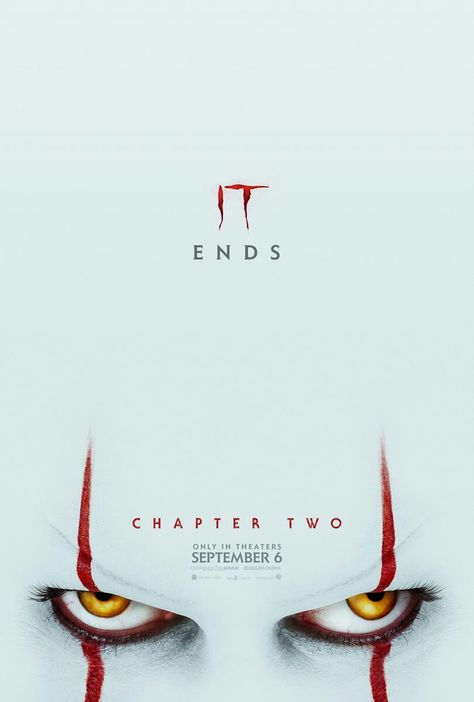 New official poster for IT: CHAPTER TWO (2019) - Dir. Andy Muschietti. Coming September 06th. #itchaptertwo #itchapter2 #movieposter #it #jessicachastain #billskarsgard #billhader #jamesmcavoy #creepy #scary #stephenking #pennywise #terror  #pennywisetheclown #gore #losersclub #horror #horrormovie #clown #evilclown #itfandom #PopCulture #Geek #Movies #Filmes #cinema #OsFilmesdoKacic Es Pennywise, It Chapter Two, Full Mon, Xavier Dolan, Zombie Land, Jay Ryan, Bill Hader, I Love Cinema, Bill Skarsgard