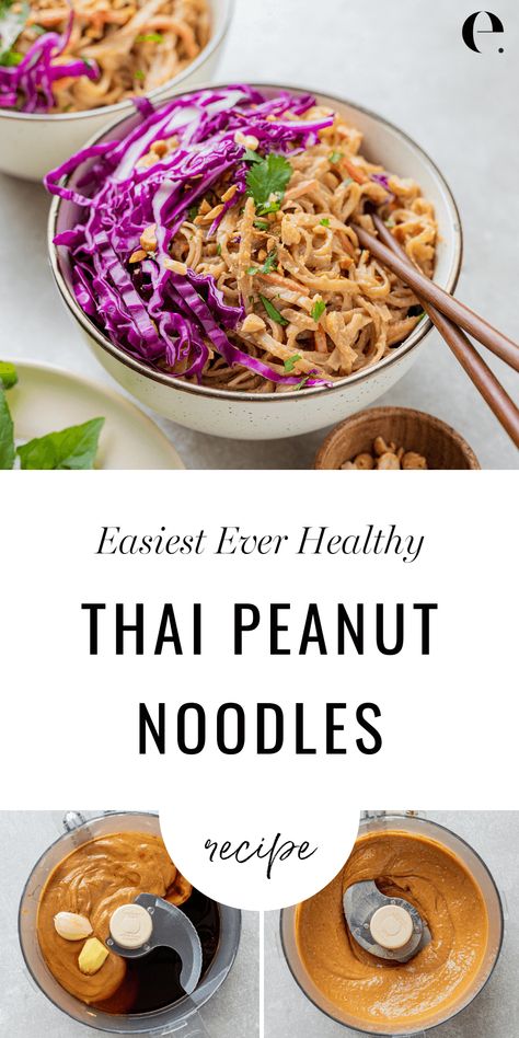 Peanut Noodles Recipe, Dinner Asian, Thai Peanut Noodles, Recipe For Lunch, Vegetarian Recipes Lunch, Peanut Noodles, Thai Peanut, Granola Healthy, Noodles Recipe