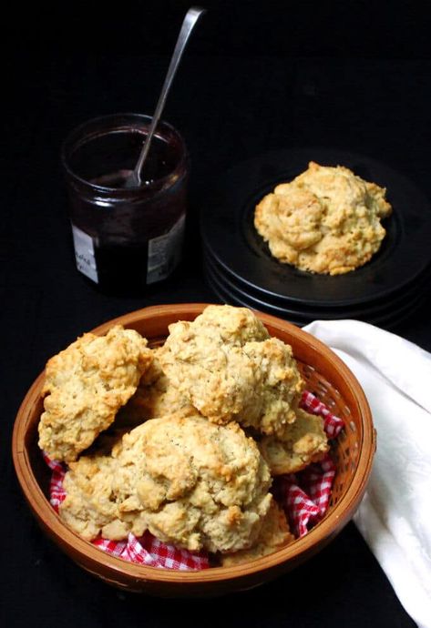 Vegan Buttermilk Drop Biscuits #vegan #biscuits #nutfree #soyfree HolyCowVegan.net Vegan Drop Biscuits, Buttermilk Drop Biscuits, Vegan Buttermilk, Vegan Bread Recipe, Vegan Biscuits, Nut Free Recipes, Vegan Cakes, Drop Biscuits, Vegan Cupcakes