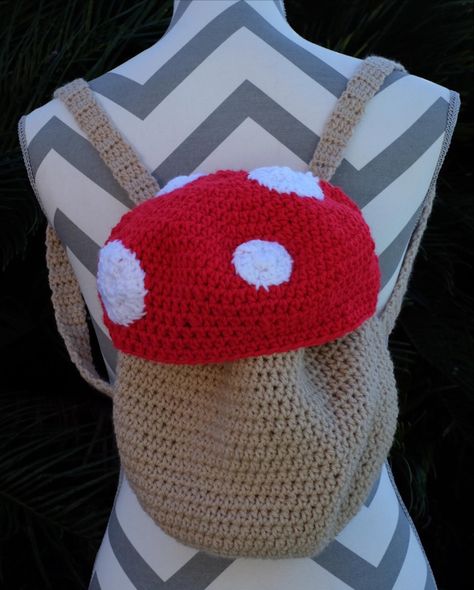 Crochet Mushroom Backpack, Knit Backpack, Mushroom Backpack, Mushroom Crochet, Crochet Market, Aesthetic Backpack, Crochet Mushroom, Crochet Backpack, Backpack Pattern