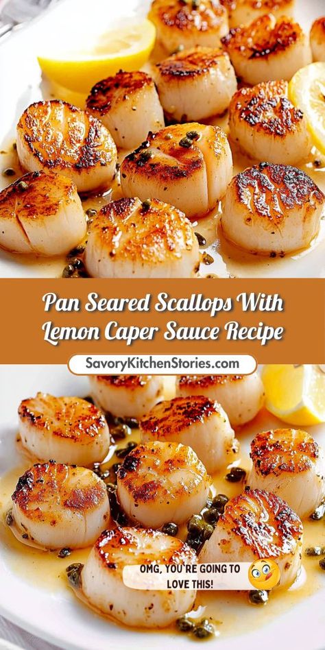 Looking for a show-stopping dinner that impresses? This Pan Seared Scallops with Lemon Caper Sauce recipe will elevate your next meal! Perfect for special occasions or a cozy night in, be sure to save this recipe for your Scallops Dinner Ideas collection! Scallops Dinner Ideas, Sauce For Scallops, Scallops Dinner, Scallops Recipe, Lemon Caper Sauce, Caper Sauce, Pan Seared Scallops, Best Pans, Seared Scallops