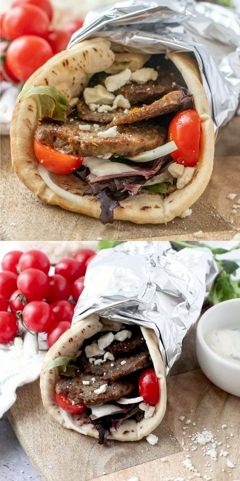 Gyro Loaf, Homemade Gyro Meat, Homemade Gyro, Gyro Meat Recipe, Cucumber Yogurt Sauce, Greek Gyros, Greek Recipe, Gyro Recipe, Doner Kebab