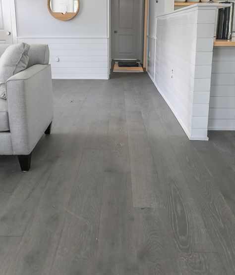 Wide Plank Oak Flooring | Structured Monomoy by Sawyer Mason Grayish Flooring Living Room, Grayish Flooring, Grey Vinyl Plank Flooring, Scandinavian Bedroom Design, Grey Floors, Grey Hardwood Floors, Kitchen Flooring Ideas, Grey Hardwood, Grey Wood Floors