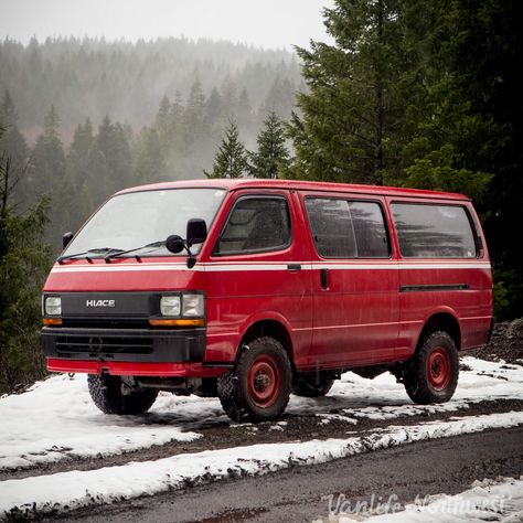 1990 TOYOTA HiAce Super GL 4wd Fire Van — Vanlife Northwest Toyota Hiace Offroad, Toyota Hiace Modified, Toyota 80 Series, Toyota 70 Series, Toyota Hiace Super Custom, Toyota Camper, Toyota Van, 4x4 Camper Van, Classic Car Restoration