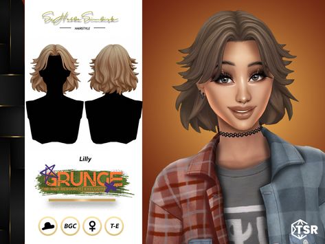 The Sims Resource - Grunge - Lilly Hairstyle Sims Cc Mullet Hair, Ts4 Messy Hair, S4mm Hair, Sims 4 Grunge Hair, Headband Sims 4 Cc, Short Sims 4 Cc Hair, Sims 4 Alt Hair, Sims 4 Short Hair Cc Female, Sims 4 Messy Hair Cc