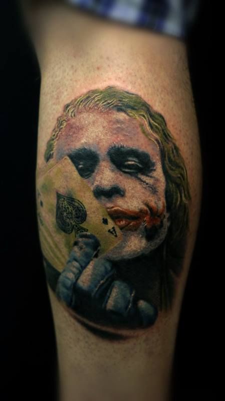 joker heath ledger portrait tattoo cleanfun Ledger Joker Tattoo, Heath Ledger Joker Tattoo, Joker Tattoos, Joker Heath Ledger, Portrait Tattoos, Joker Heath, Heath Ledger Joker, Joker Tattoo, Sweet Tattoos