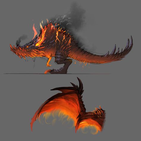 Elemental Dragon Art, World Of Warcraft Dragonflight, Warcraft Dragonflight, Fire Elemental, Elemental Dragons, Creatures Art, Kaiju Monsters, Monster Concept Art, Fantasy Creatures Art