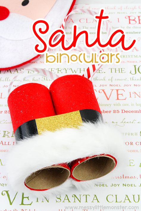 Santa Binoculars, Santa Claus Crafts, Binoculars For Kids, Christmas House Lights, Diy Santa, Santa Crafts, Christmas Crafts For Kids To Make, Craft Christmas, Time Kids