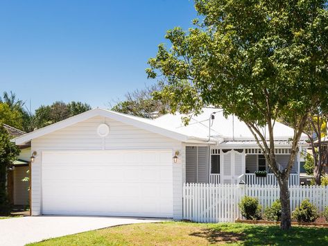 Son House, Renovation House, Weatherboard House, Front Verandah, Building A Swimming Pool, Carport Designs, Cottage Renovation, Cute Cottage, Roller Doors