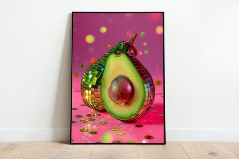 Disco Avocado Print Wall Art Poster Glam Disco Ball Lemon Preppy Trendy Dorm Room Decor Valentine Art Modern Kitchen Art Pink Disco Avocado - Etsy Glam Disco, Trendy Dorm Room, Modern Kitchen Art, Avocado Print, Valentine Art, Pink Disco, Diy Ceramic, Cafe Art, Valentines Art