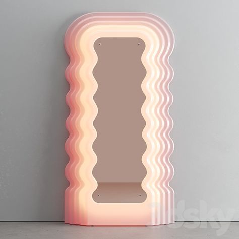 3d models: Mirror - Ultrafragola memphis mirror Ultrafragola Mirror, Squiggle Mirror, Wave Mirror, Wavy Mirror, Vintage Waves, Custom Neon Lights, Neon Lamp, Urban Architecture, 3d Warehouse