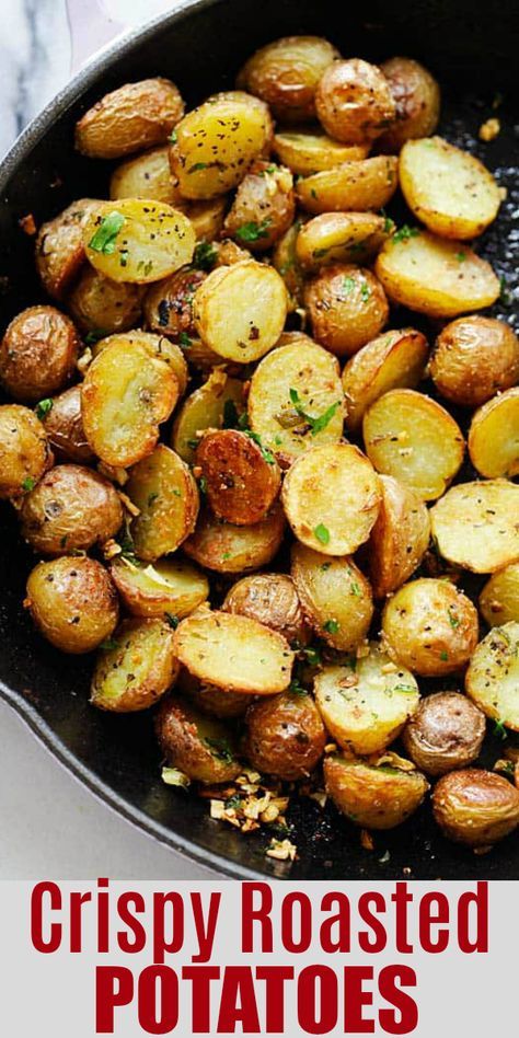 Mini Potato Recipe, Chakra Foods, Crispy Roasted Potatoes, Skillet Cake, Infused Oil, Fingerling Potatoes, Potato Dishes, Fried Potatoes, Iron Skillet