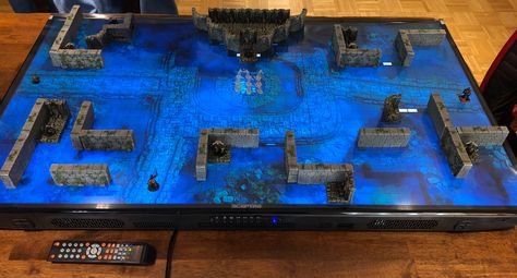 Using a TV as a battle map - suggestions and advice - Arts & Crafts - D&D Beyond General - D&D Beyond Forums - D&D Beyond Dnd Tv Table, Dnd Table, Battle Map, Fantasy Ideas, Dnd Maps, Top Tv, Miniature Wargaming, Game Table, A Tv