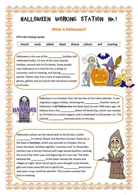 Addams Family Song, Halloween Worksheet, Halloween Quiz, Halloween Writing Prompts, Esl Reading, Halloween Writing, What Is Halloween, Halloween Worksheets, Halloween Stories