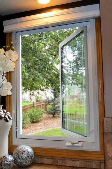 Casement Window: Types, Parts, Advantages & DisAdvantages Casement Windows With Screens, Large Casement Windows, Single Window Design, Casement Windows Kitchen, Windows In Bedroom, Casement Windows Exterior, Hinged Window, Types Of Windows, Vinyl Replacement Windows