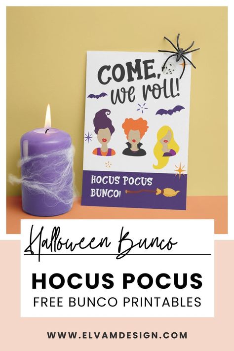 Hocus Pocus Party Games For Adults, October Bunco Themes, Halloween Bunco Ideas, Free Bunco Printables, Halloween Bunco Score Sheets, Bunco Halloween Theme, Halloween Bunco Party Ideas, Hocus Pocus Games, How To Play Bunco