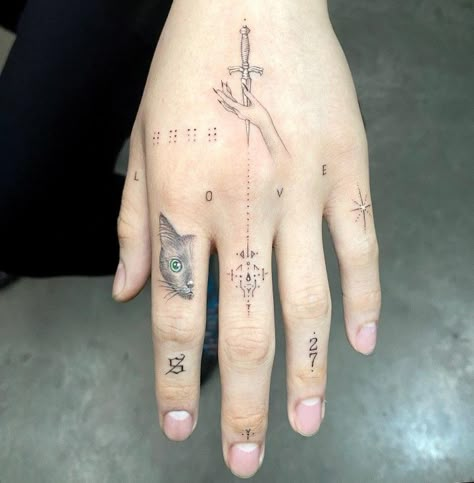 Pixie Tattoo, Astronomy Stars, Small Finger Tattoos, Horoscope Tattoos, Finger Tats, Single Needle Tattoo, Hand Tats, Small Tattoo Ideas, Small Hand Tattoos