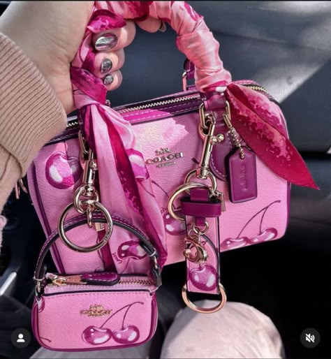 Handbags Aesthetic, Cherry Bag, Everyday Bag Essentials, Coach Fashion, Trendy Purses, Aesthetic Luxury, Luxury Bags Collection, Handbag Essentials, Girly Bags