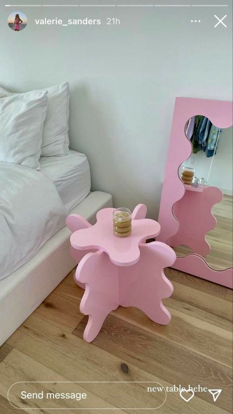 Pink Insta Story, Muebles Aesthetic, Valerie Sanders, Funky Apartment, Smart Furniture Design, Danish Pastel Aesthetic, Pastel Room Decor, Cute Apartment, Wooden Bedside Table