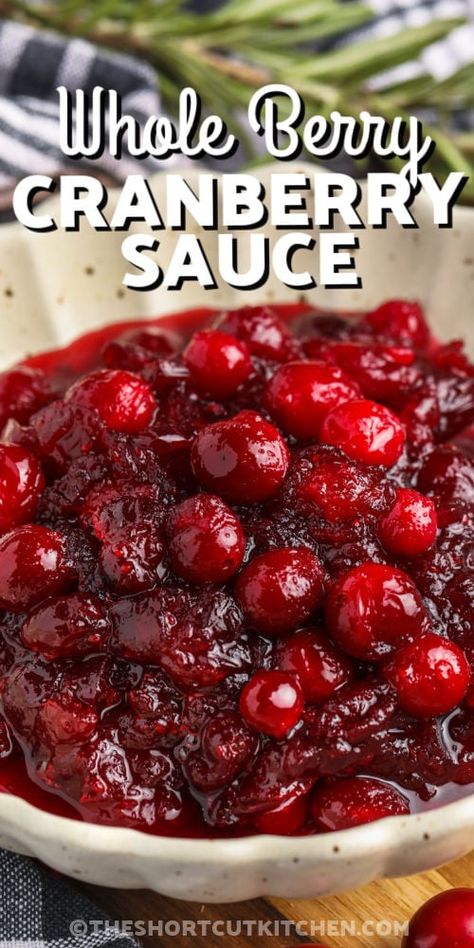 A simple recipe for fresh whole berry cranberry sauce is sure to dress up the Thanksgiving holiday table. It's easy to make, too. Just use ocean spray or any brand of fresh cranberries. Leftovers can be made into cranberry orange muffins or added to a turkey casserole. Homemade cranberry sauce made with easy ingredients and quick prep? Yes, please!  #wholeberrycranberrysauce #theshortcutkitchen #recipes #ingredients Ocean Spray Cranberry Sauce, Christmas Entrees, Whole Berry Cranberry Sauce, Thanksgiving Food Crafts, Fresh Cranberry Sauce, Canned Cranberry Sauce, Cranberry Orange Muffins, Turkey Casserole, Cranberry Sauce Recipe