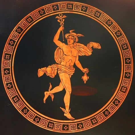 Hermes Mythology, Hermes Mercury, Greece Wallpaper, Ancient Greece Art, Hellenic Polytheism, Greece Painting, Greek Vase, Greek Paintings, Greek Mythology Tattoos