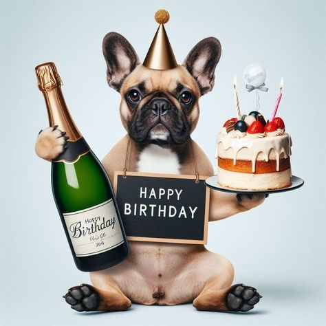 Happy Birthday French Bulldog, Birthday Wishes For Her, Happy Birthday Wishes Messages, Happy Birthday Dog, Birthday Card Messages, Birthday Greetings Friend, Cool Birthday Cards, Happy Birthday Greetings Friends, Birthday Wishes Messages