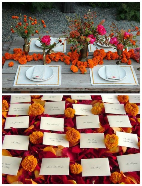 Mazatlan Wedding, Kankotri Decoration Ideas, Marigold Magic, Wedding Marigold, Marigold Wedding Decoration, Marigold Decor, Marigold Wedding, Wedding Candles Table, Wedding Entrance Decor