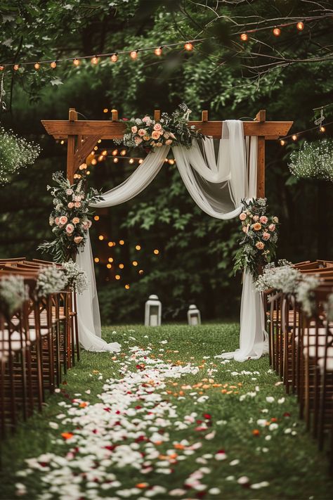 14 Yard Marriage ceremony Inspiration DIY- #Backyard #DIY #inspiration #Wedding Check more at https://howcandothis.com/weddingideas/14-yard-marriage-ceremony-inspiration-diy/ Outside Wedding Inspiration, Garden Wedding Decorations Diy, Garden Decoration For Wedding, Wedding Aesthetic Rustic, Wedding In Garden Decoration, Wedding Theme Nature, Rustic Alter Wedding, Backyard Wedding Set Up Ideas, Garden Elegant Wedding