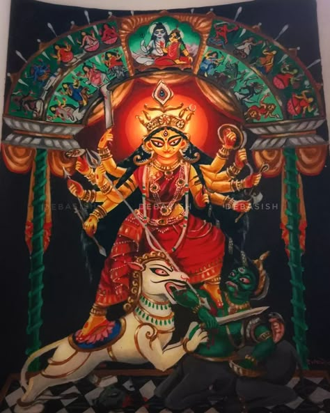 Mahishasur Mardini, Mahisasur Mardini, Figure Drawing Tutorial, Anime Canvas Painting, Durga Picture, Funny Instagram Memes, Buddhist Art Drawing, Contemporary Folk Art, Saraswati Goddess