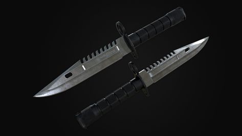 M9 Bayonet by Martin LauPress "F" to inspect. - High and low poly models created with Maya baked and textured in Substance Painter custom logos and font created in Photoshop. Rendered with Marmoset Toolbag M9 Bayonet, Marmoset Toolbag, Ak 12, Ajin Anime, Substance Painter, Low Poly Models, Sharp Objects, Hinata Hyuga, Tactical Gear