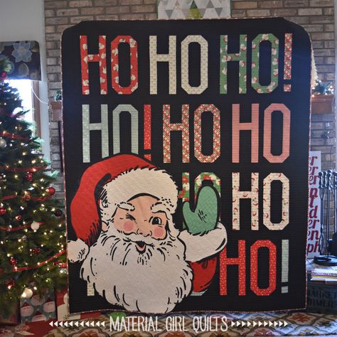 Jingle Jangle Santa quilt by Amanda Castor of Material Girl Quilts Christmas Quilt Projects, Swell Christmas, Santa Quilt, Christmas Quilt Ideas, Quilts Christmas, Snowman Quilt, Jingle Jangle, Quilt Christmas, Girl Quilts