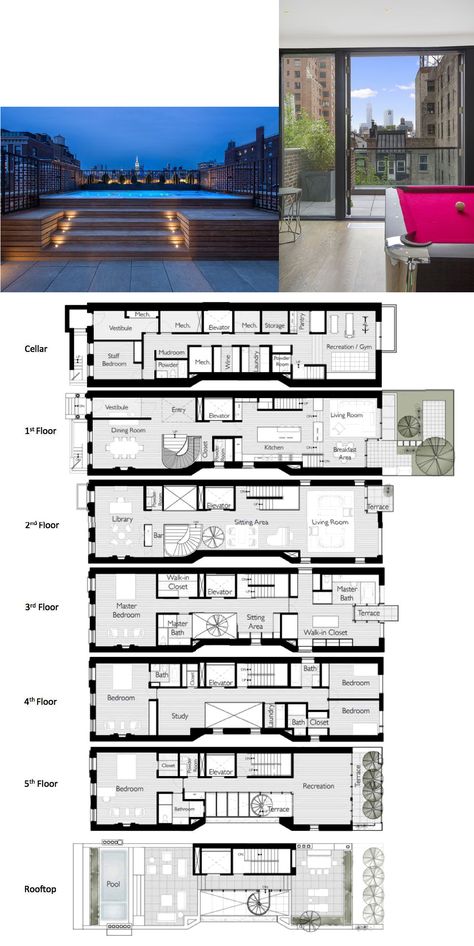 Luxury Townhouse Floor Plans, Townhouse Plans, Modern Village, Home Architecture Styles, Old House Design, Double Storey House Plans, Building A Swimming Pool, Luxury Townhouse, 3d Floor Plans