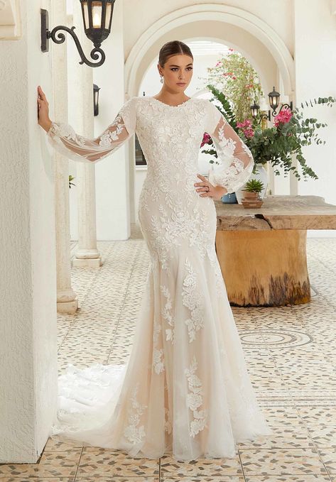 Long Sleeve Floral Wedding Dress, Full Sequin Dress, Mori Lee Bridal, School Dance Dresses, Embroidered Wedding Dress, Floral Wedding Dress, Trumpet Gown, Mori Lee, Embroidered Wedding