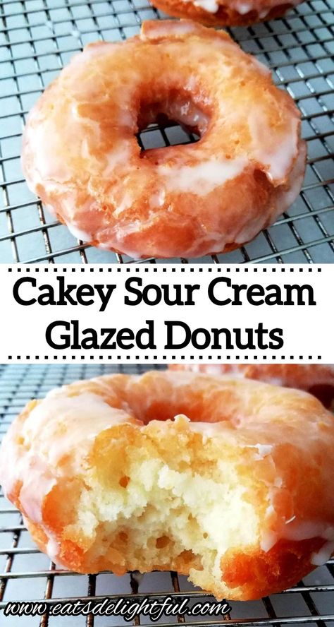 Sour Cream Glazed Doughnut, Sour Cream Doughnut Recipe, Baked Sour Cream Donut Recipe, Sour Cream Donuts Recipe, Glazed Donuts Recipe, Recipes With Sour Cream, Cream Donut Recipe, Donut Maker Recipes, Sour Cream Donut