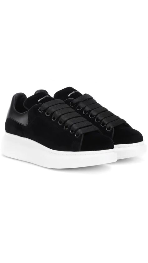 Velvet Sneakers, Classic Cortez, Mcqueen Sneakers, Alexander Mcqueen Sneakers, Alexander Mcqueen Shoes, Black Leather Sneakers, Baskets Nike, Sports Luxe, Black Sneakers