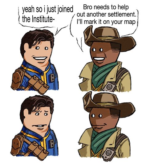 Fallout 4 New Vegas, Fallout Comics, Preston Garvey, Fallout Meme, Fallout Funny, Fallout Fan Art, Fallout Concept Art, My Homies, Fallout Game