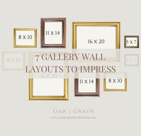 7 Piece Gallery Wall Layout, 7 Frame Gallery Wall Layout, Gallery Wall Layout Eclectic, Imperfect Gallery Wall, Nine Picture Gallery Wall, Gallery Wall Ideas With Sizes, 11x17 Gallery Wall, 3 Vertical Picture Frames On Wall, Gallery Wall Photo Sizes