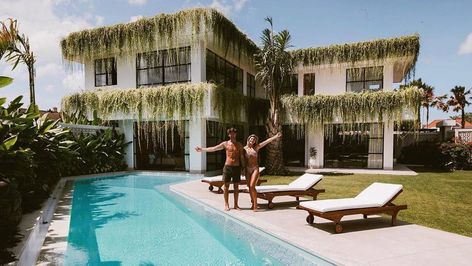 Travel bloggers Jack Morris and Lauren Bullen reveal their $2.1 million Bali mansion was paid for with money from Instagram | PerthNow Bali Mansion, Lauren Bullen Bali House, Bali Concept House, Bali Villas With Pool, Lauren Bullen, Bali Traditional Architecture, Loft Homes, Cement House, Bali Private Pool Villas