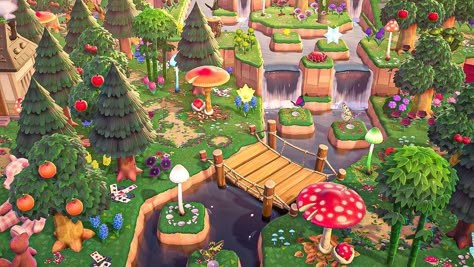 Kidcore Forest Acnh, Fairy Cottage Core Animal Crossing, Whimsical Animal Crossing Island, Acnh Fairy Entrance, Acnh Fairy Town, Acnh Enchanted Forest Entrance, Enchanted Forest Animal Crossing, Fairycore Nooks Cranny Acnh, Animal Crossing Simple Island