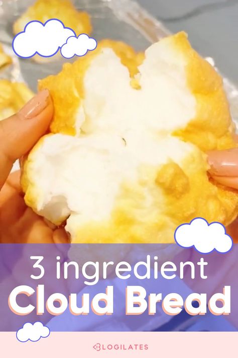 Need an easy, healthy cloud bread recipe that is extra fluffy? Check out this healthy cloud bread recipe idea and learn how to make your own easy cloud bread with just three ingredients! Tap through to Blogilates to learn more! Easy Cloud Bread, Cloud Bread Recipe, Cloud Bread, Super Yummy, Sugar Free Recipes, Healthy Eating Recipes, Healthy Dessert Recipes, Dessert Recipe, Find Recipes