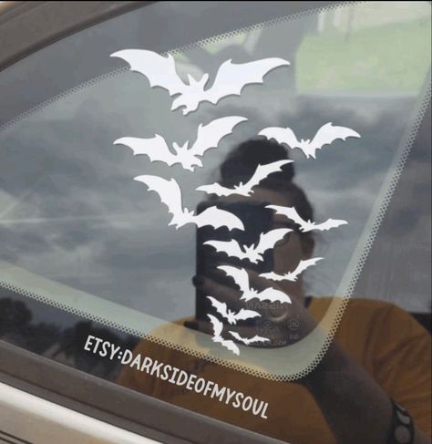 Emo Car, Goth Decals, Witchy Space, Goth Car, Car Customization, Decals For Cars, Hippie Car, Halloween Decals, Car Deco