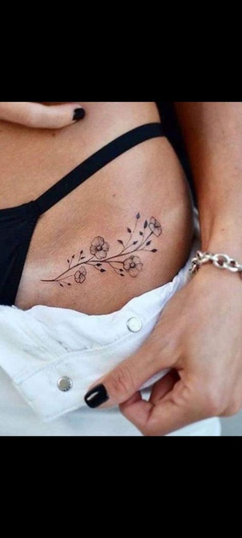 Pelvic Tattoo, Pelvic Tattoos, Small Thigh Tattoos, Flower Spine Tattoos, Smaller Hips, Vine Tattoos, Spine Tattoo, Discreet Tattoos, Spine Tattoos