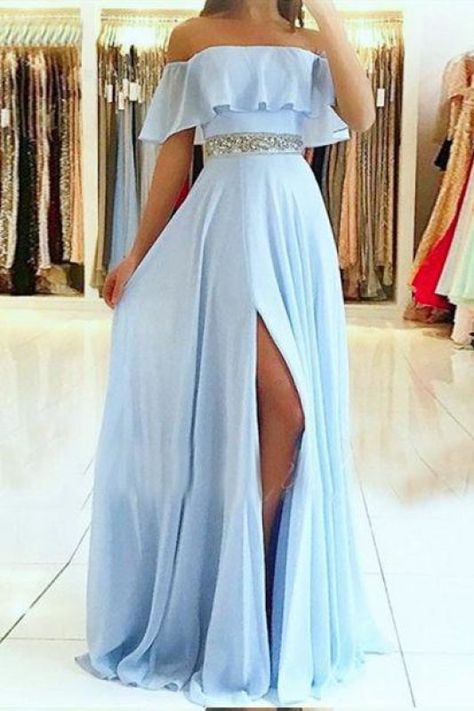 Light blue prom dress long