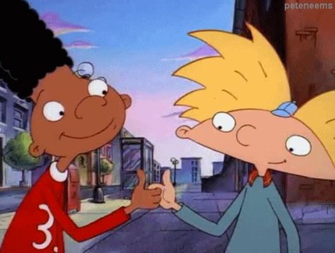 The dap up Hey Arnold Quotes, Hey Arnold Arnold And Helga, Hey Arnold Background Art, Hey Arnold Shortaki, Cartoon Town, Arnold And Helga, Hey Arnold Memes Funny, Nickelodeon 90s, Hey Arnold